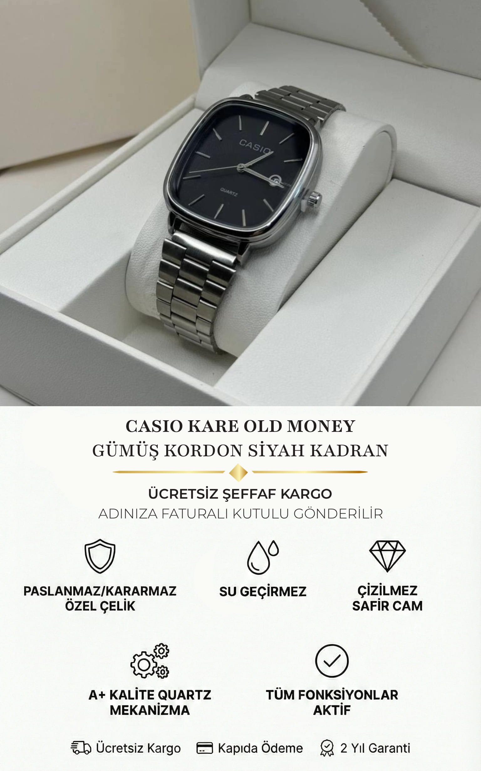 Casio Old Money Kare Siyah